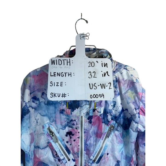 ASOS Watercolor Abstract Print Hooded Rain Jacket Lightweight Zip Pockets - Picture 8 of 8